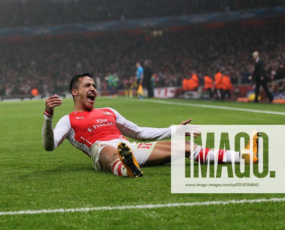 Arsenal s Alexis Sanchez celebrates scoring his sides second goal UEFA Champions League- Arsenal vs Borussia Dortmund- Emirates Stadium - England - 26th November 2014 - .