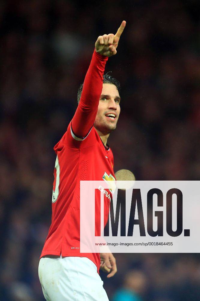 Aktuell Fußball, England, Premier League, Manchester United - FC Liverpool Robin van Persie of Manchester United ManU celebrates scoring his sides third goal - Manchester United vs. Liverpool - Barclay s Premier League - Old Trafford - Manchester - 14 12 2014 Pic Philip Oldham Sportimage .