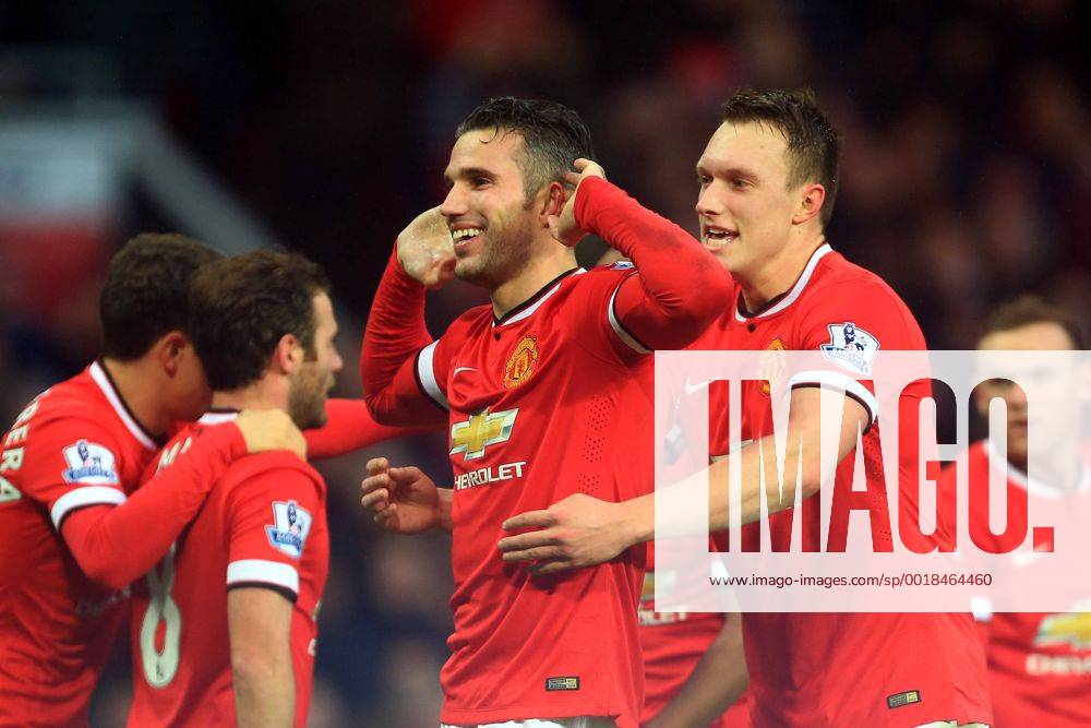 Robin van Persie of Manchester United ManU celebrates scoring his sides third goal - Manchester United vs. Liverpool - Barclay s Premier League - Old Trafford - Manchester - 14 12 2014 Pic Philip Oldham Sportimage .