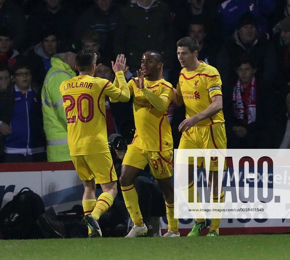 Liverpool s Raheem Sterling celebrates scoring his sides opening goal Capital One Cup- Bournemouth vs Liverpool - Goldsands Stadium - England - 17th December 2014 - Picture David Klein Sportimage .