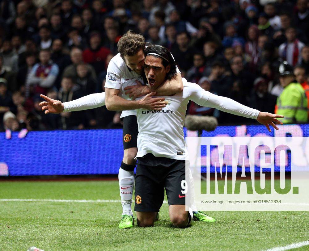 Manchester United ManU s Radamel Falcao celebrates scoring his sides opening goal Barclays Premier League - Aston Villa vs Manchester United - Villa Park - England - 19th December 2014 - Picture DavidKlein Sportimage .