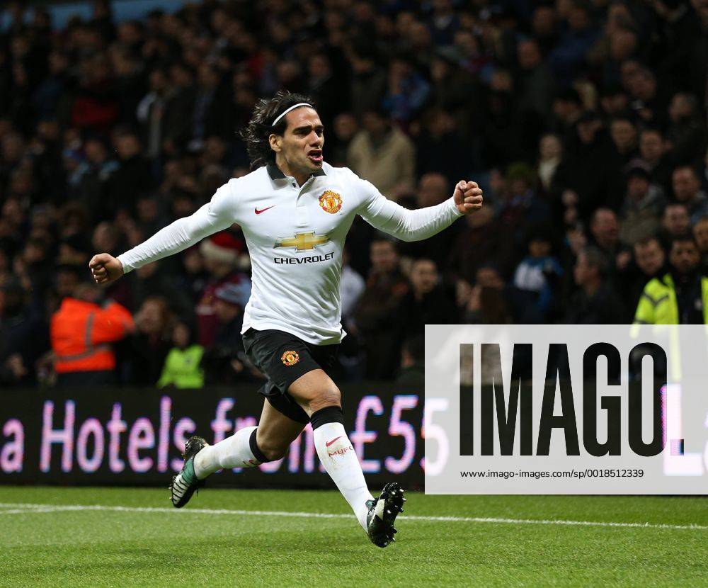 Manchester United ManU s Radamel Falcao celebrates scoring his sides opening goal Barclays Premier League - Aston Villa vs Manchester United - Villa Park - England - 19th December 2014 - Picture DavidKlein Sportimage .