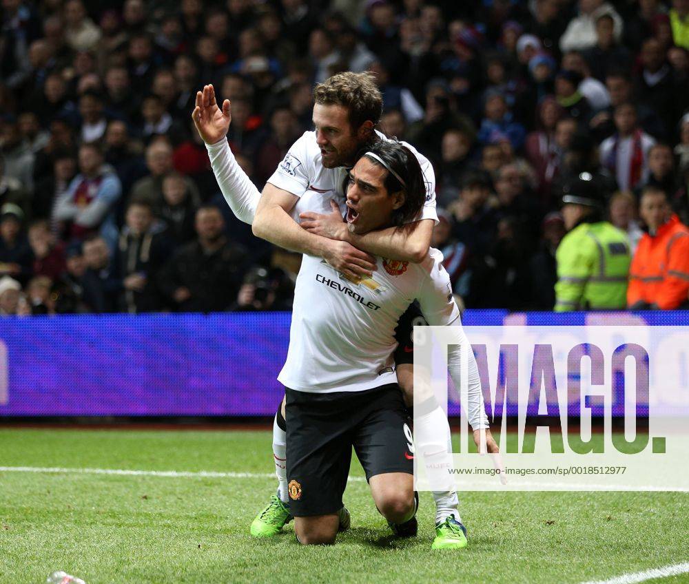 Manchester United ManU s Radamel Falcao celebrates scoring his sides opening goal Barclays Premier League - Aston Villa vs Manchester United - Villa Park - England - 19th December 2014 - Picture DavidKlein Sportimage .