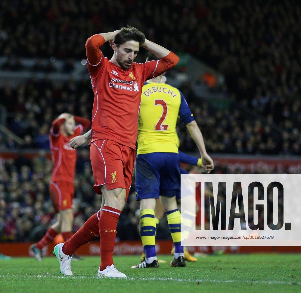 Aktuell Fußball, England, Premier League, FC Liverpool - FC Arsenal Liverpool s Fabio Borini looks on dejected Barclays Premier League - Liverpool vs Arsenal - Anfield - England - 21st December 2014 - Picture David Klein Sportimage .