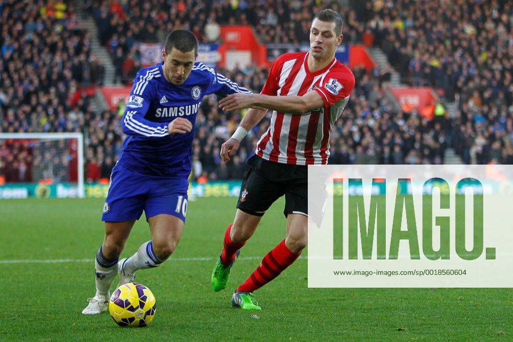 Football - 2014 2015 Premier League - Southampton vs. Chelsea Eden Hazard of Chelsea and Southampton s Morgan Schneiderlin in action at St Mary s Stadium Southampton Colorsport Shaun Boggust