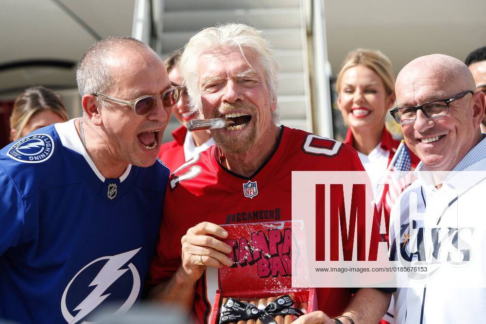 From left to right, Virgin Atlantic CEO Shai Weiss, Virgin Atlantic founder and president Sir Richard Branson and TPA CEO Joe Lopano take in the festivities at Tampa International Airport on Wednesday, Nov. 2, 2022, in Tampa. Tampa USA - ZUMAs70_ 20221102_zan_s70_032