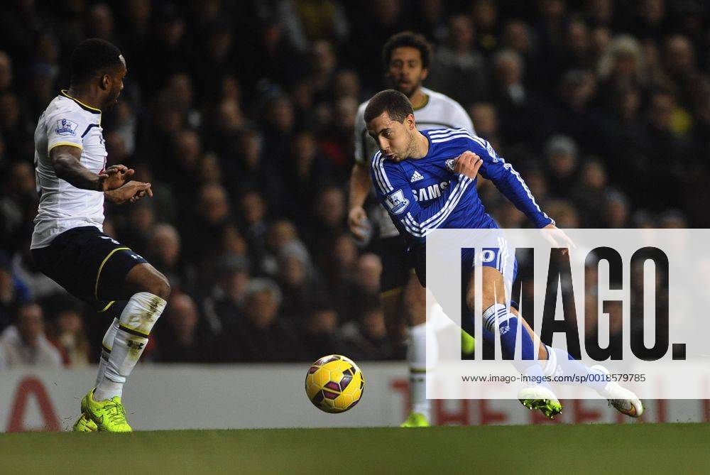 Football - 2014 2015 Premier League - Tottenham Hotspur vs. Chelsea Chelsea s Eden Hazard sets up Chelsea s goal at White Hart Lane. COLORSPORT ANDREW COWIE