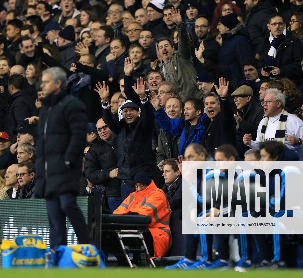 Tottenham s fans hold up 5 fingers to mock Chelsea s Jose Mourinho Barclays Premier League - Tottenham Hotspur vs Chelsea - White Hart Lane - England - 1st January 2015 - Picture David Klein Sportimage .