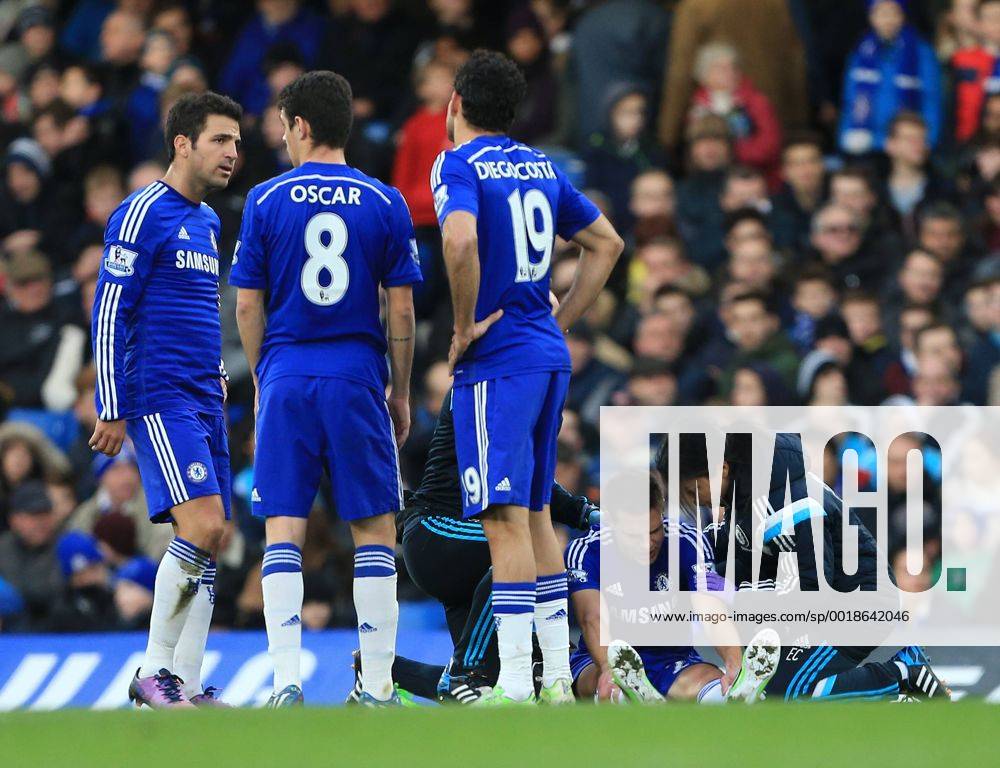 Chelsea s Cesar Azpilicueta goes off injured Premier League - Chelsea vs Newcastle United - Stamford Bridge - England - 10th January 2015 - Picture David Klein Sportimage .