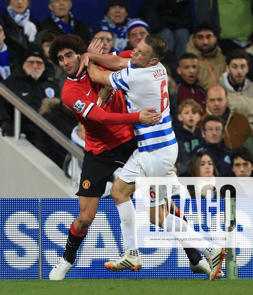 QPR s Clint Hill tussles with Manchester United ManU s Marouane Fellaini Barclays Premier League - Queens Park Rangers vs Manchester United - Loftus Road - England - 17th January 2015 - Picture David Klein Sportimage .