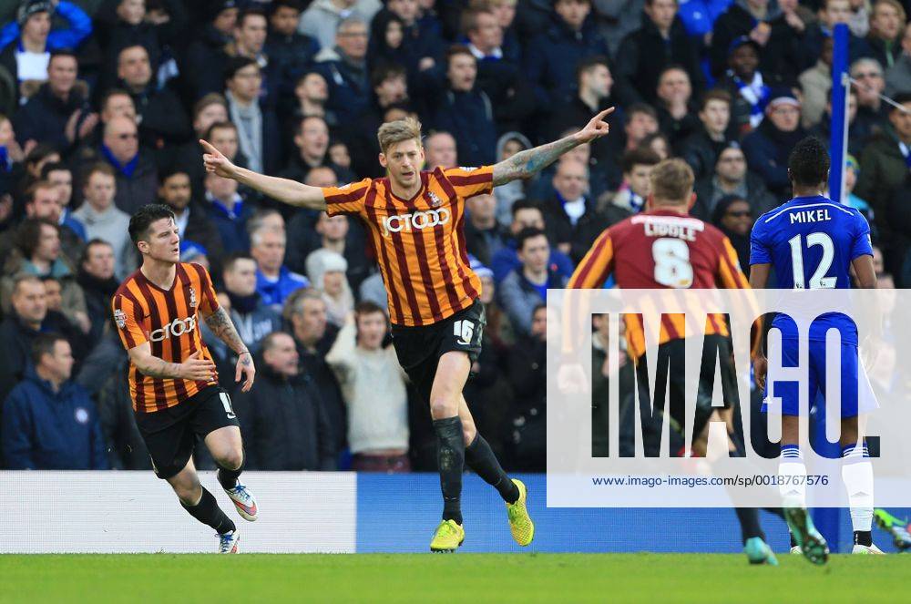 Bradford s Jon Stead celebrates scoring his sides opening goal FA Cup Fourth Round - Chelsea vs Bradford City - Stamford Bridge - England - 24th January 2015 - Picture David Klein Sportimage .