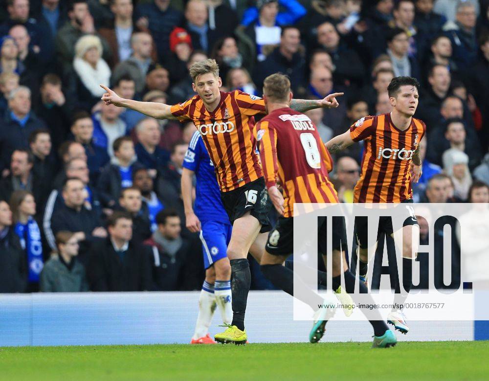 Bradford s Jon Stead celebrates scoring his sides opening goal FA Cup Fourth Round - Chelsea vs Bradford City - Stamford Bridge - England - 24th January 2015 - Picture David Klein Sportimage .