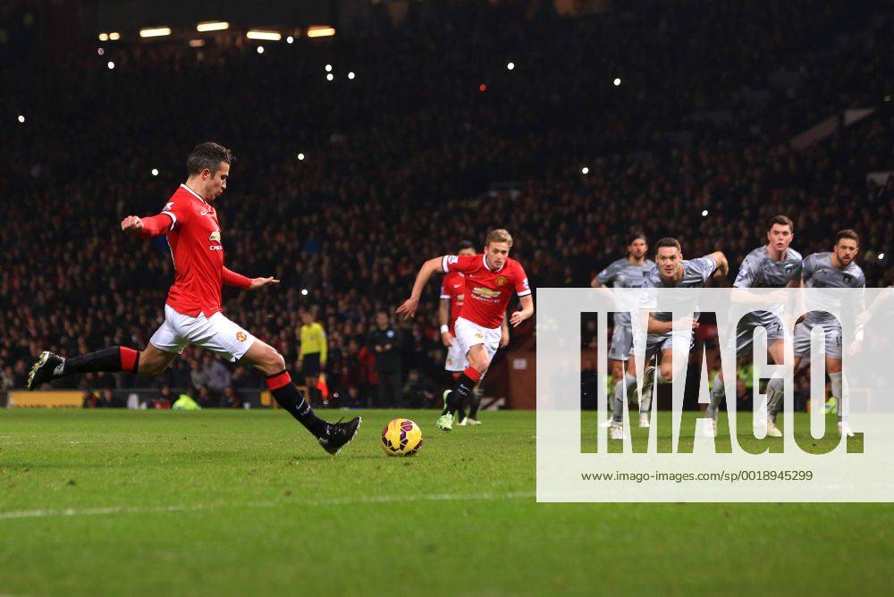 Robin van Persie of Manchester United ManU scores his sides third goal - Manchester United vs. Burnley - Barclay s Premier League - Old Trafford - Manchester - 11 02 2015 Pic Philip Oldham Sportimage .