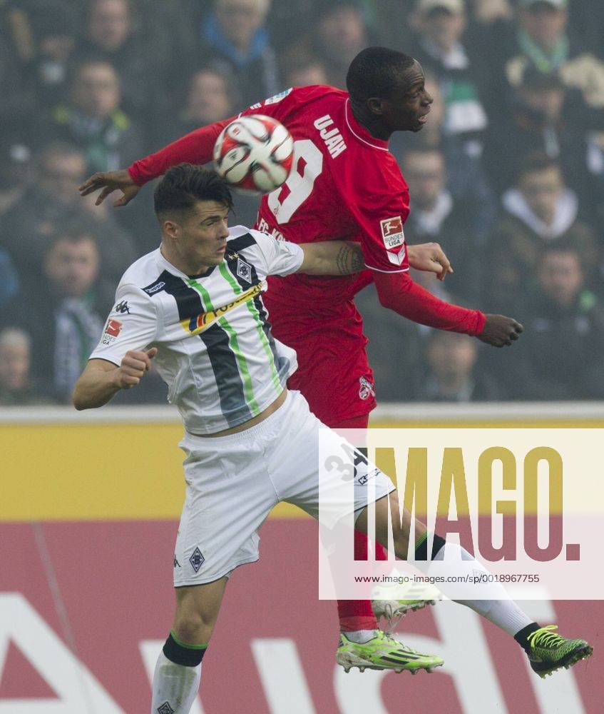 Mönchengladbach, Deutschland, 1.Fussball Bundesliga - Saison 2014 2015, Borussia Mönchengladbach - 1.FC Köln, Gladbachs Granit Xhaka gegen Kölns ANthony Ujah