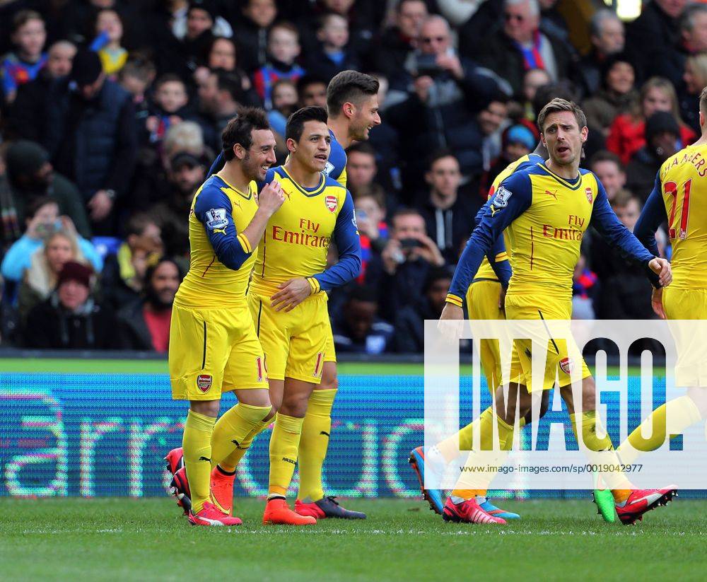 Arsenal s Santi Cazorla celebrates scoring his sides opening goal Barclays Premier League - Crystal Palace vs Arsenal - Selhurst Park - England - 21st February 2015 - Picture David Klein Sportimage .