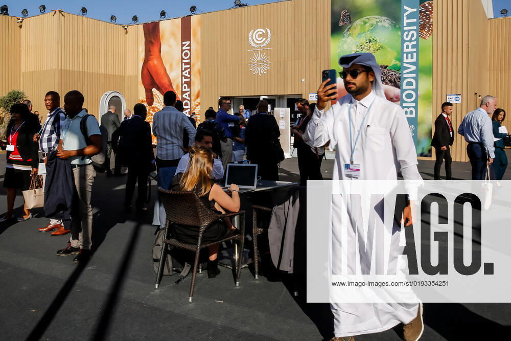 Participants walk in the Delegation Pavilion area on the second day of the COP27 UN Climate Change Conference, held by UNFCCC in Sharm El-Sheikh International Convention Center. COP27, running from November 6 to November 18 in Sharm El Sheikh focuses on implementation of measures already agreed during previous COPs. The Conference in Sharm El Sheikh focuses also on the most vulnerable communities as the climate crisis hardens life conditions of those already most disadvantaged. Sharm El Sheijk Egypt - ZUMAs197 20221107_zaa_s197_040
