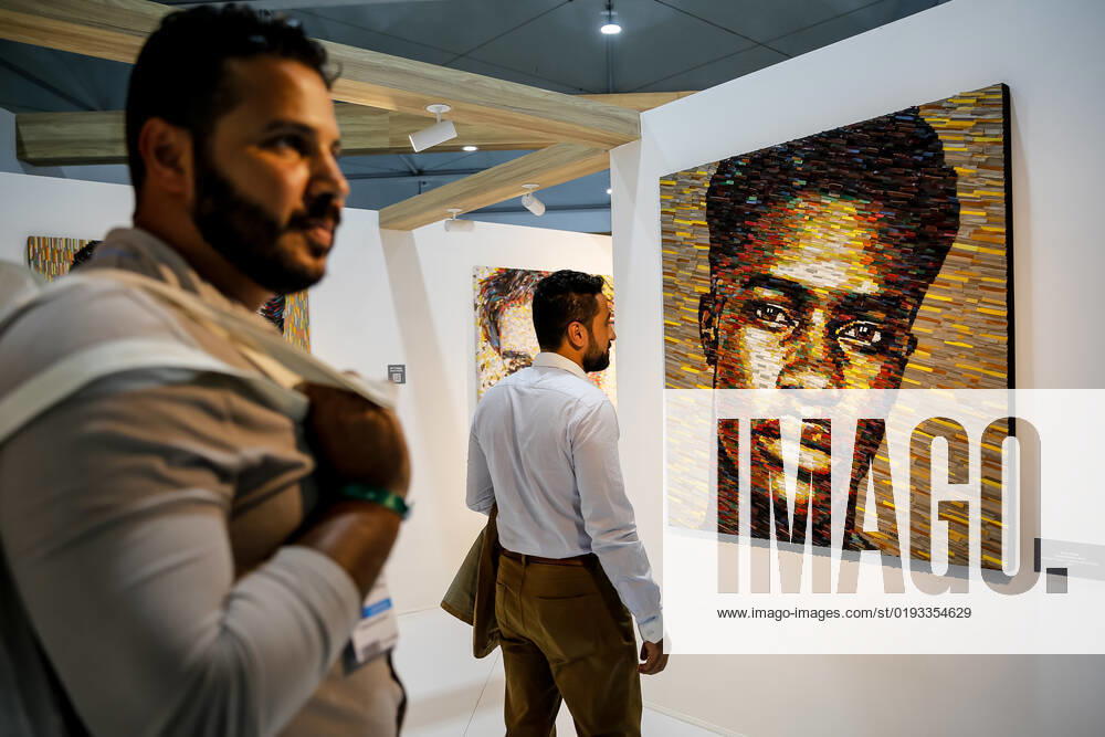 Participants watch an exhibition of Deniz Sagdic in Turkish Pavilion on the second day of the COP27 UN Climate Change Conference, held by UNFCCC in Sharm El-Sheikh International Convention Center. COP27, running from November 6 to November 18 in Sharm El Sheikh focuses on implementation of measures already agreed during previous COPs. The Conference in Sharm El Sheikh focuses also on the most vulnerable communities as the climate crisis hardens life conditions of those already most disadvantaged. Sharm El Sheijk Egypt - ZUMAs197 20221107_zaa_s197_051