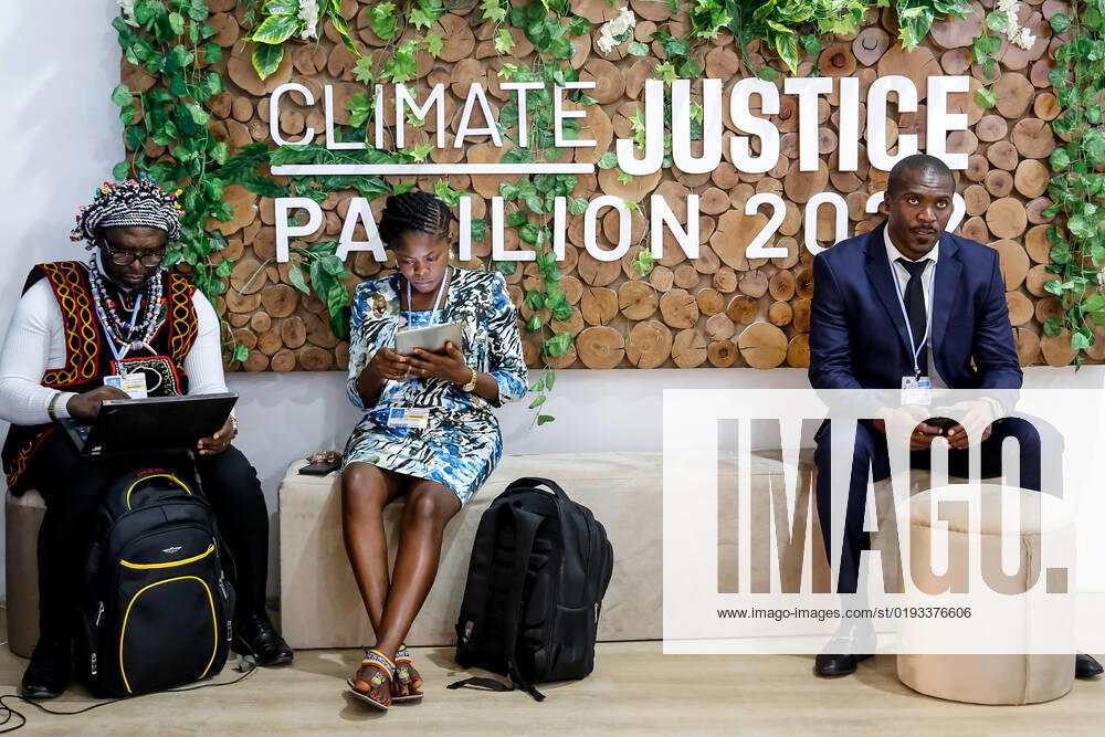 Participants are seen in Climate Justice Pavilion on the second day of the COP27 UN Climate Change Conference, held by UNFCCC in Sharm El-Sheikh International Convention Center. COP27, running from November 6 to November 18 in Sharm El Sheikh focuses on implementation of measures already agreed during previous COPs. The Conference in Sharm El Sheikh focuses also on the most vulnerable communities as the climate crisis hardens life conditions of those already most disadvantaged. Sharm El Sheijk Egypt - ZUMAs197 20221107_zaa_s197_049