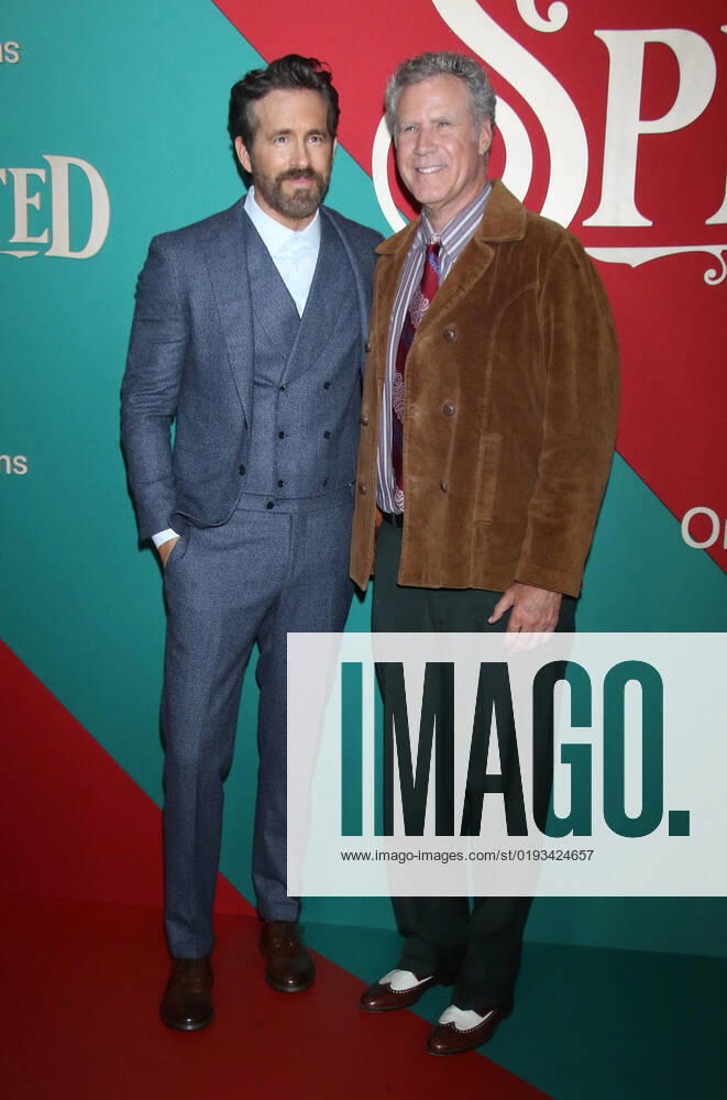 NEW YORK, NY - NOVEMBER 07: Ryan Reynolds and Will Ferrell at the Apple Original Film s Spirited NY Premiere at Alice Tully Hall, Lincoln Center on November 07, 2022 in New York City.