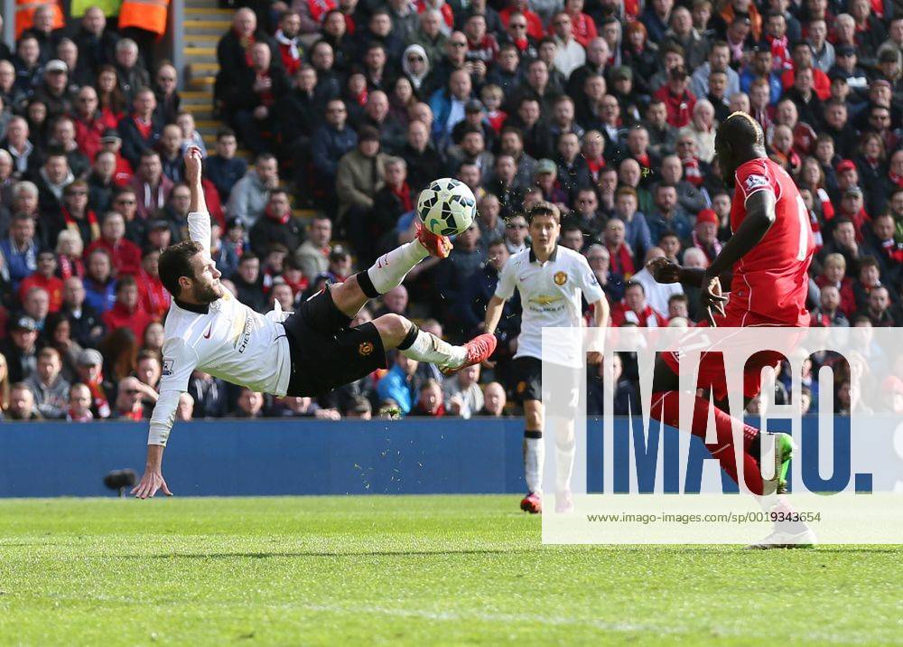 Juan Mata of Manchester United ManU scores the second goal - Barclays Premier League - Liverpool vs Manchester Utd - Anfield Stadium - Liverpool - England - 22nd March 2015 - Picture Simon Bellis Sportimage .