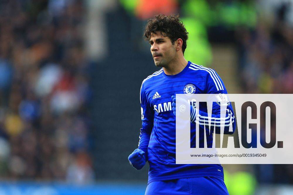 Diego Costa of Chelsea celebrates scoring his sides second goal - Hull City vs. Chelsea - Barclay s Premier League - KC Stadium - Hull - 22 03 2015 Pic Philip Oldham Sportimage .
