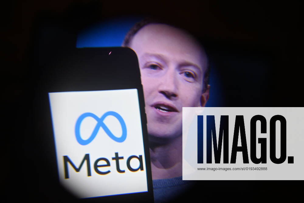 Mark Zuckerberg, CEO of the group, with the logo. Meta (Facebook, Instagram...) plans to lay off thousands of people starting this week, according to information published by the Wall Street Journal on Sunday, November 6, as several technology companies have just laid off part of their workforce in response to the economic crisis. It could be the most important social plan in the sector after the pandemic - Clermont-Ferrand, November 8, 2022. Clermont Ferrand France - ZUMAf173 20221108_zip_f173_005