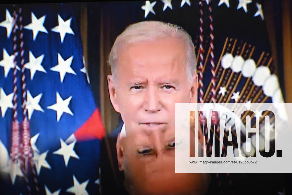 President Joe Biden speaks on midterm elections results. Live broadcast on CNN TV channel. Clermont-Ferrand, November 9, 2022. Clermont Ferrand France - ZUMAf173 20221109_zip_f173_016