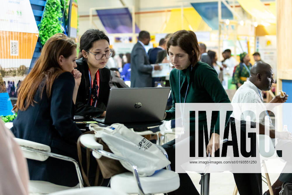 Participants sit in a Pavilion during the Finance Day of the COP27 UN Climate Change Conference, held by UNFCCC in Sharm El-Sheikh International Convention Center. COP27, running from November 6 to November 18 in Sharm El Sheikh focuses on implementation of measures already agreed during the previous COPs. The Conference in Sharm El Sheikh focuses also on the most vulnerable communities as the climate crisis hardens life conditions of those already most disadvantaged. Sharm El Sheijk Egypt - ZUMAs197 20221109_zaa_s197_145