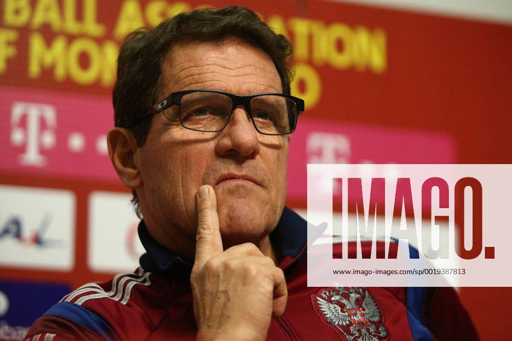 PODGORICA, MONTENEGRO. MARCH 26, 2015. Russian national football team head coach Fabio Capello seen during a press conference PK Pressekonferenz ahead of a UEFA EURO EM Europameisterschaft Fussball 2016 qualifying match against Montenegro. Stanislav Krasilnikov TASS RE15F947