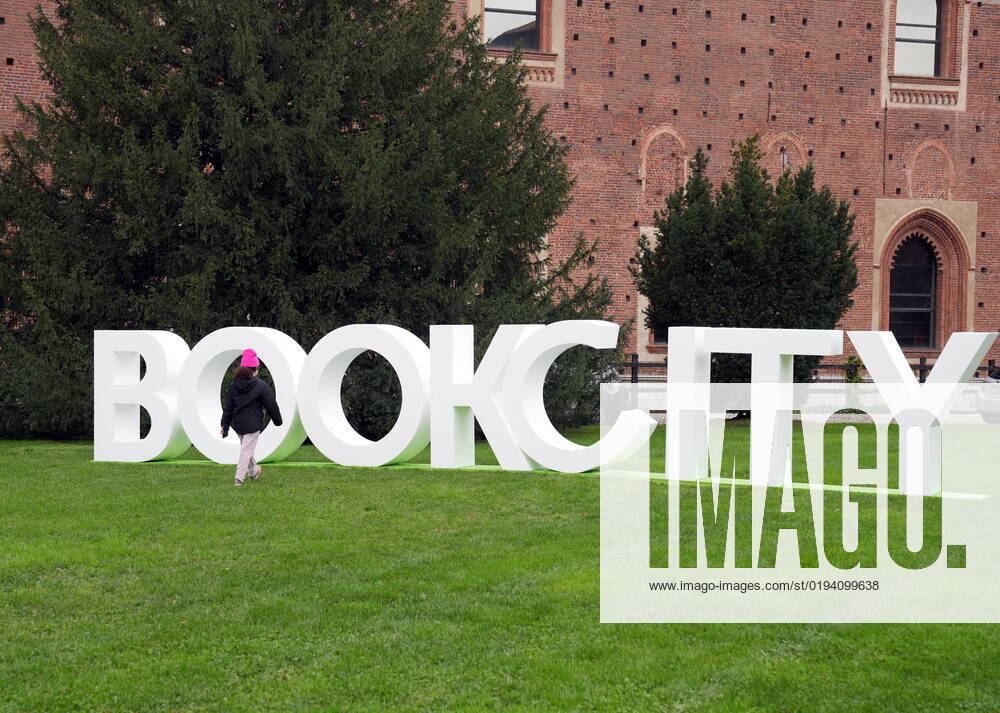 Milan, Hybrid life and the theme of the eleventh edition of Bookcity starting today, Sign, written in the park of the courtyard of the Castello Sforzesco Editorial Usage Only