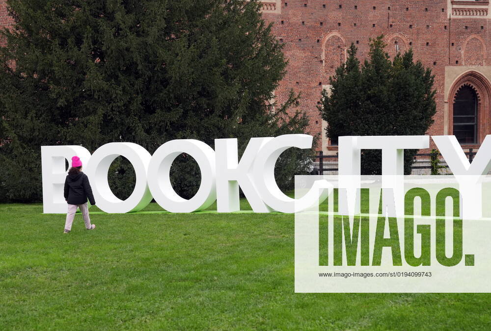 Milan, Hybrid life and the theme of the eleventh edition of Bookcity starting today, Sign, written in the park of the courtyard of the Castello Sforzesco Editorial Usage Only
