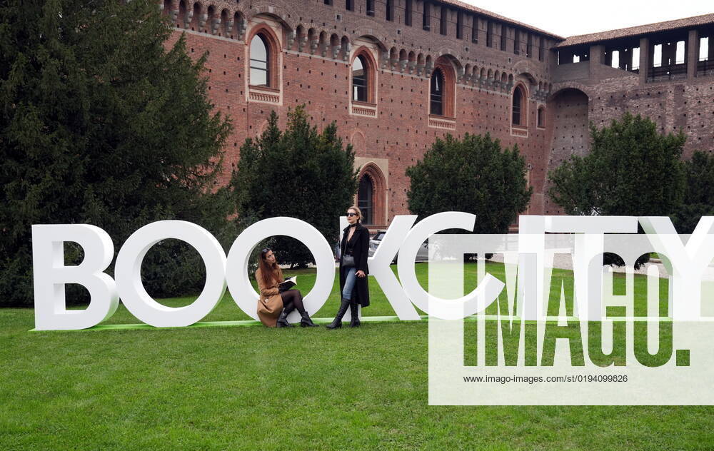 Milan, Hybrid life and the theme of the eleventh edition of Bookcity starting today, Sign, written in the park of the courtyard of the Castello Sforzesco Editorial Usage Only