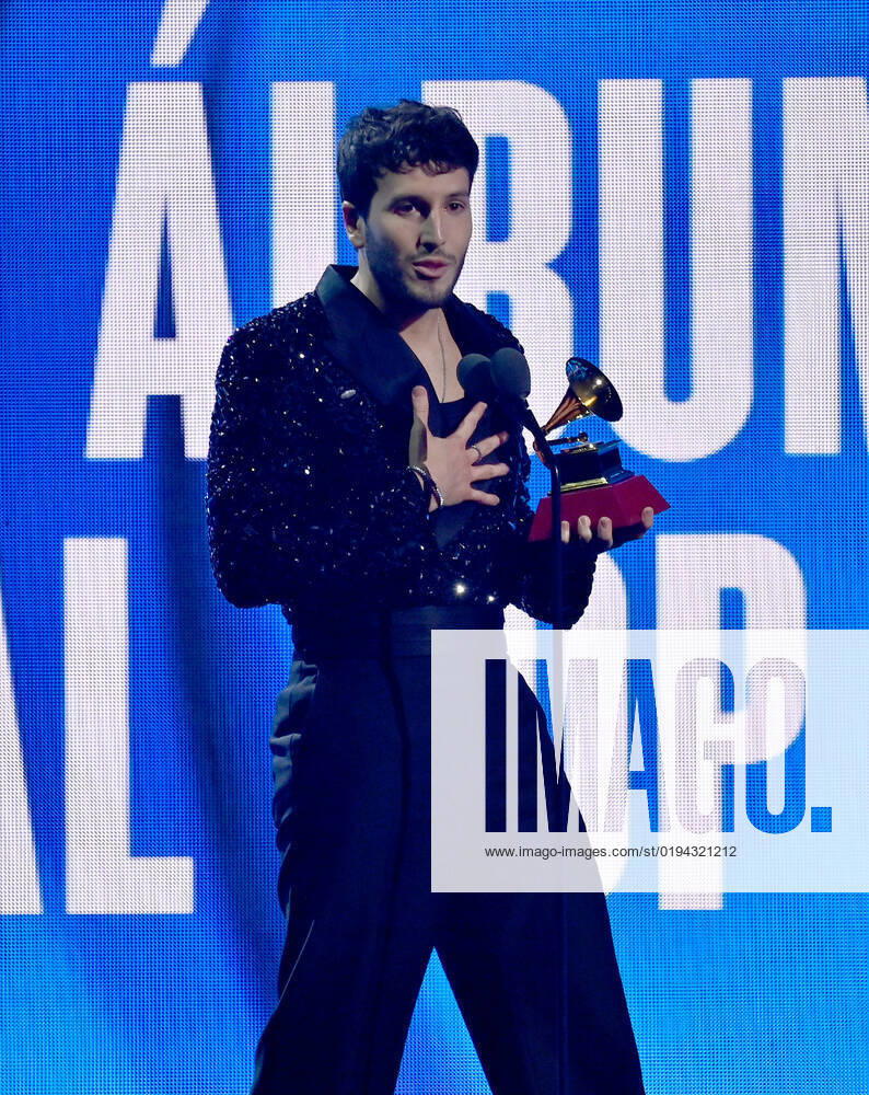 Sebastián Yatra accepts the Best Pop Vocal Album award for Dharma onstage during the 23rd annual Latin Grammy Awards at the Michelob Ultra Arena at Mandalay Bay Resort and Casino in Las Vegas, Nevada on Thursday, November 17, 2022. LAV20221117640 JIMxRUYMEN
