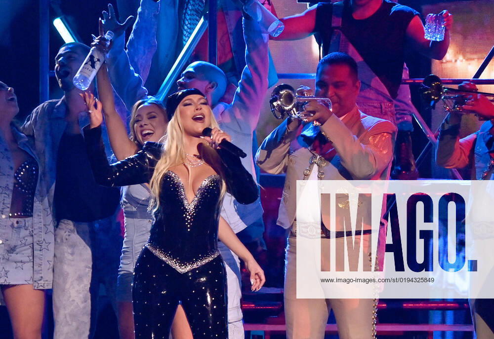 Christina Aguilera performs onstage during the 23rd annual Latin Grammy Awards at the Michelob Ultra Arena at Mandalay Bay Resort and Casino in Las Vegas, Nevada on Thursday, November 17, 2022. LAV20221117666 JIMxRUYMEN
