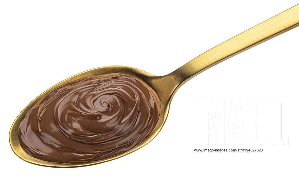 Hazelnut cream in spoon isolated on white background Hazelnut cream in spoon isolated on white background, full depth of field