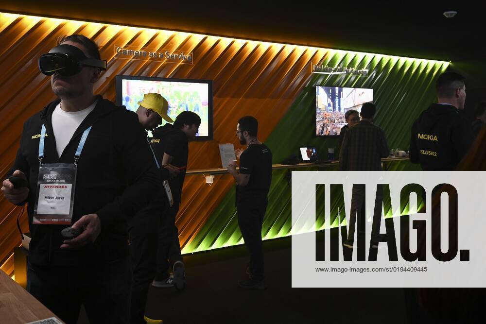 Attendees at the Nokia booth during the Slush 2022 Startup Event in Helsinki, Finland on November 18, 2022. Helsinki Finland