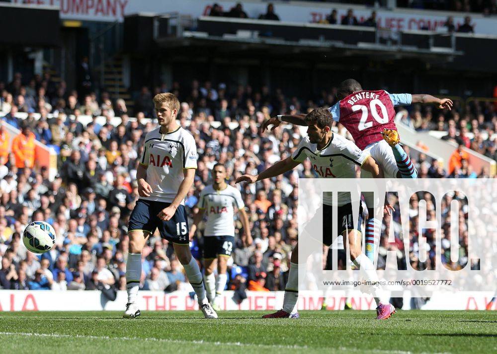 Aston Villa s Christian Benteke scoring his sides opening goal Barclays Premier League- Tottenham Hotspur vs Aston Villa - White Hart Lane - England - 11th April 2015 - Picture David Klein Sportimage .