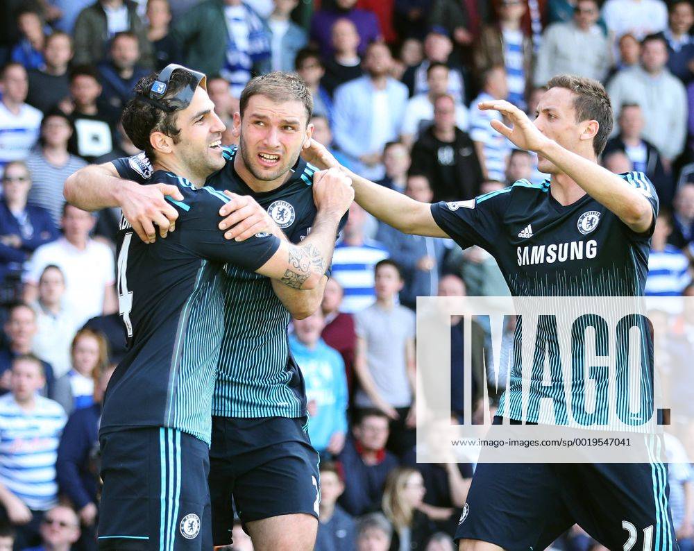 Chelsea s Cesc Fabregas celebrates scoring his sides opening goal Barclays Premier League- Queens Park Rangers vs Chelsea - Loftus Road - England - 12h April 2015 - Picture David Klein Sportimage .