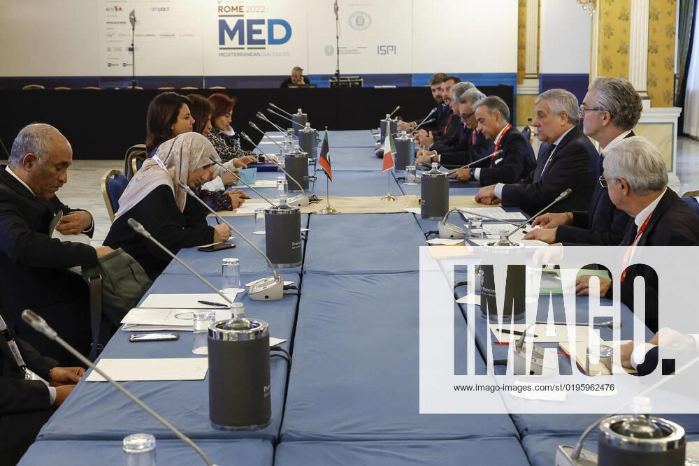 Italian Foreign Minister and Deputy Prime Minister Antonio Tajani and Libyan Foreign Minister Najla El Mangoush during a bilateral meeting at Rome Med 2022, Mediterranean Dialogues conference in Rome, Italy, 03 December 2022..ANSA FABIO FRUSTACI ROME ITALY - ZUMAa110 20221203_zaf_a110_034