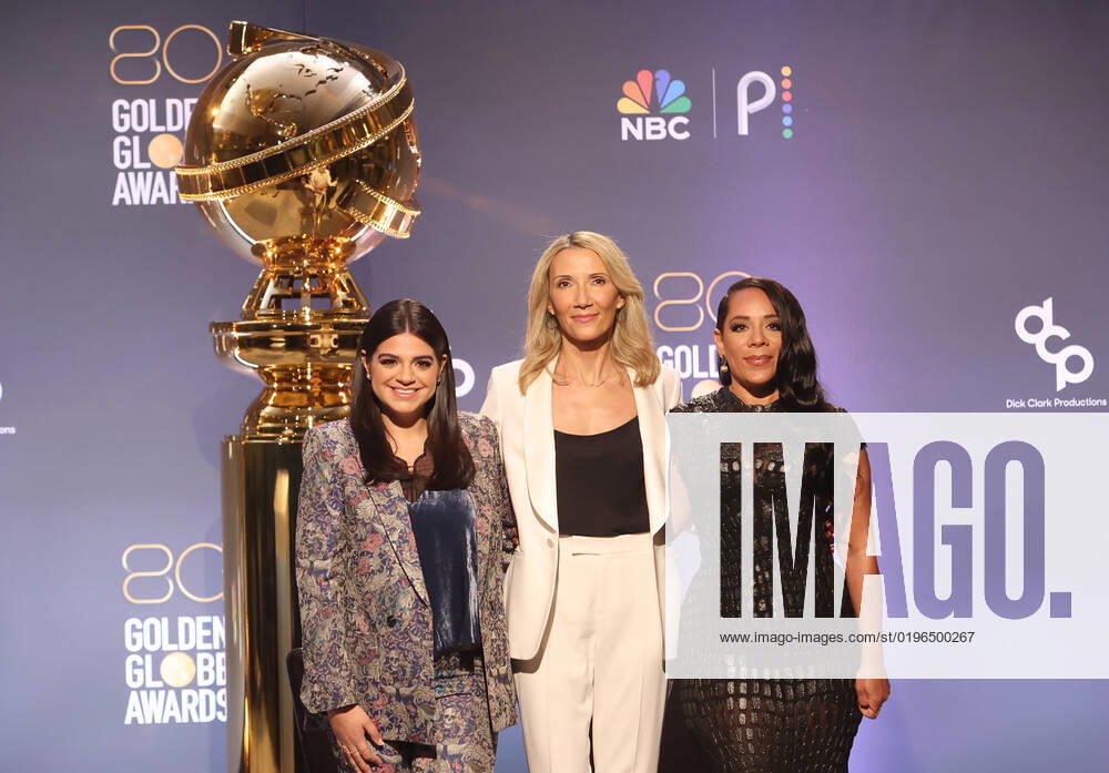 BEVERLY HILLS, CA - DECEMBER 12: Mayan Lopez, Helen Hoehne, Selenis Leyva, at the 80th Annual Golden Globe Awards Nominations at The Beverly Hiltons in Beverly Hills, California on December 12, 2022.