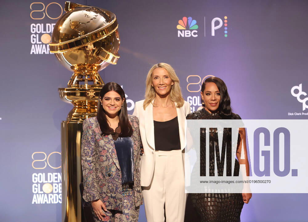 BEVERLY HILLS, CA - DECEMBER 12: Mayan Lopez, Helen Hoehne, Selenis Leyva, at the 80th Annual Golden Globe Awards Nominations at The Beverly Hiltons in Beverly Hills, California on December 12, 2022.