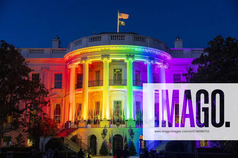 The White House is decorated with rainbow colored lights after U.S. President Joe Biden signed into law the Respect for Marriage Act on the South Lawn of the White House, December 13, 2022 in Washington, D.C. The law now guarantees federal recognition of same-sex and interracial marriages nationwide. Washington United States - ZUMAp138 20221213_zaa_p138_010