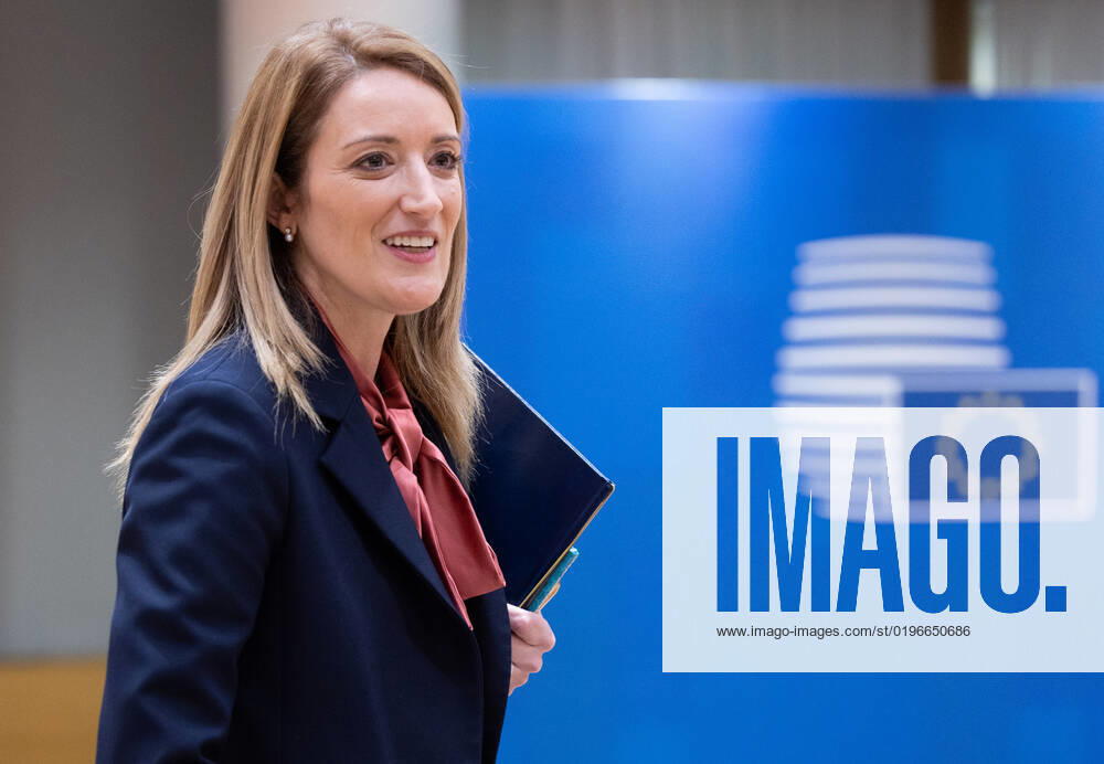 European Parliament chairwoman Roberta Metsola arrives at the European council summit, in Brussels, Thursday 15 December 2022. BENOITxDOPPAGNE 56268053