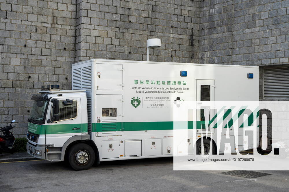Macau Covid-19 Measures A mobile vaccination truck parked at Conde S. Januario Hospital on December 29, 2022 in Macau, China. Macau Macau