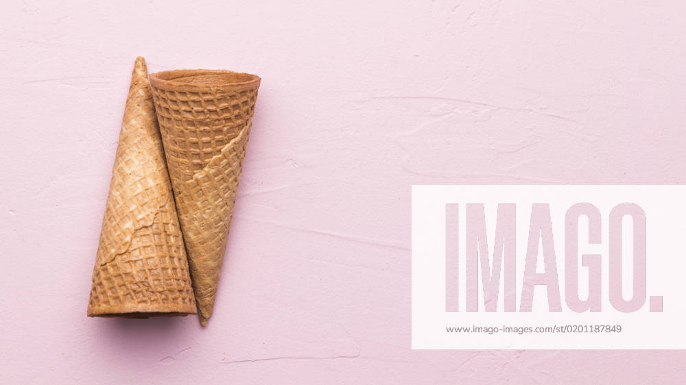 Empty waffle cones pink background empty waffle cones pink background