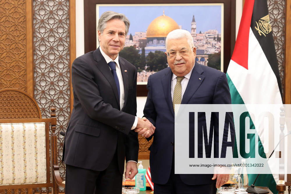 Palestinian President Mahmoud Abbas meets with US Secretary of State Blinken Palestinian President Mahmoud Abbas meets with US Secretary of State Blinken in the West Bank city of Ramallah on January 31, 2023. Photo by Thaer Ganaim apaimages Ramallah West Bank Palestinian Territory 310123_RAMALLAH_TH_00 (1)