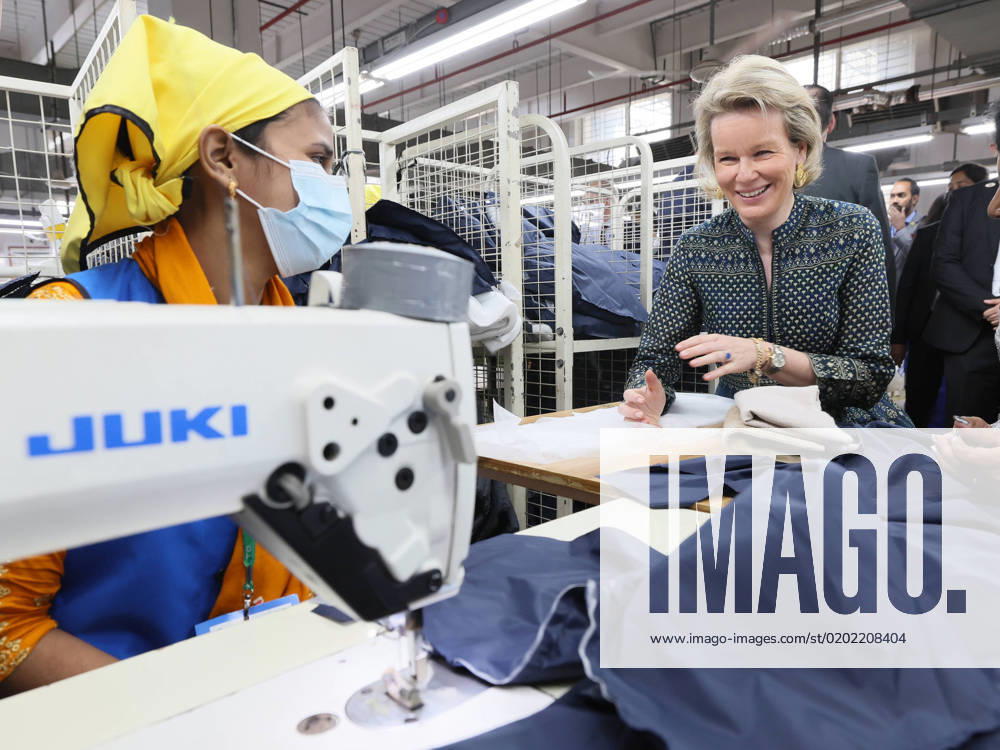 Queen Mathilde of Belgium talks to a seemstress during a visit to the Fakir Apparels ltd garment factory in Dhaka, Bangladesh on Monday 06 February 2023. The Queen is on a three day humanitarian mission to Bangladesh in her capacity as advocate for the Sustainable Development Goals (SDG) of the United Nations (UN). BENOITxDOPPAGNE 59276230
