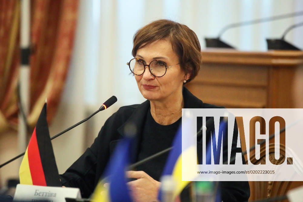 KYIV, UKRAINE - FEBRUARY 6, 2023 - Federal Minister of Education and Research of Germany Bettina Stark-Watzinger attends a meeting with Minister of Education and Science of Ukraine Serhii Shkarlet in Kyiv, capital of Ukraine. Visit of Bettina Stark-Watzinger to Ukraine