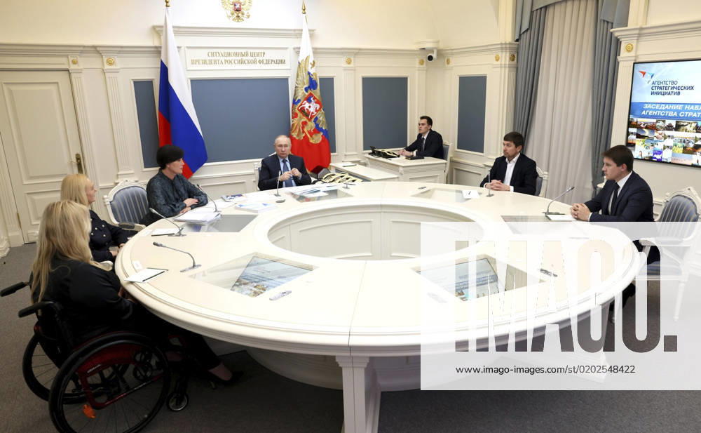 Russian President Vladimir Putin chairs a meeting of the Supervisory Board of the autonomous non-profit organization Agency for Strategic Initiatives to Promote New Projects at the Kremlin, February 9, 2023 in Moscow, Russia. Moscow Russia - ZUMAp138 20230209_zaa_p138_049