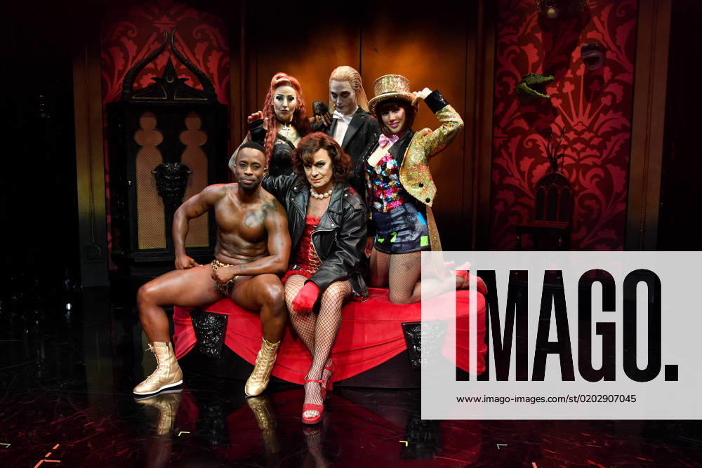 THE ROCKY HORROR SHOW MEDIA CALL, Jason Donovan, in the character of Frank N Furter (centre) poses for a photograph with other cast members during a media preview of the The Rocky Horror Show as it marks its 50th Anniversary, at the Theatre Royal Sydney, in Sydney, Friday, February 17, 2023. ( NO ARCHIVING, , NO USE IN BOOKS WITHOUT CONSENT SYDNEY NSW AUSTRALIA